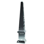Optical crystal obelisk award with podium style bottom. 4 3/4' x 24'