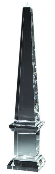 cry121.png Optical crystal obelisk award with podium style bottom. 4 3/4' x 24' - Image 1