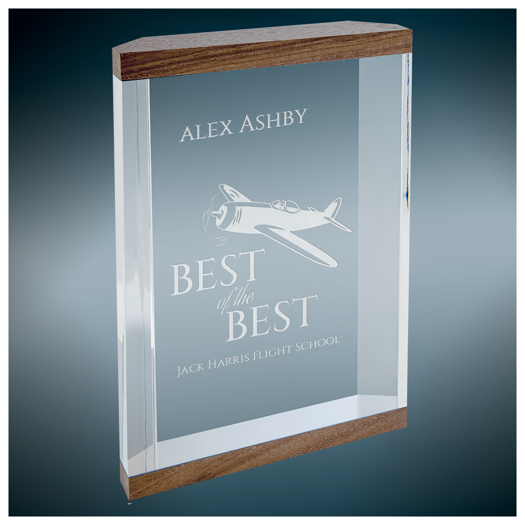 vpx30bw.png Capri Clear Acrylic Award w Wooden strip 5x7" - Image 1