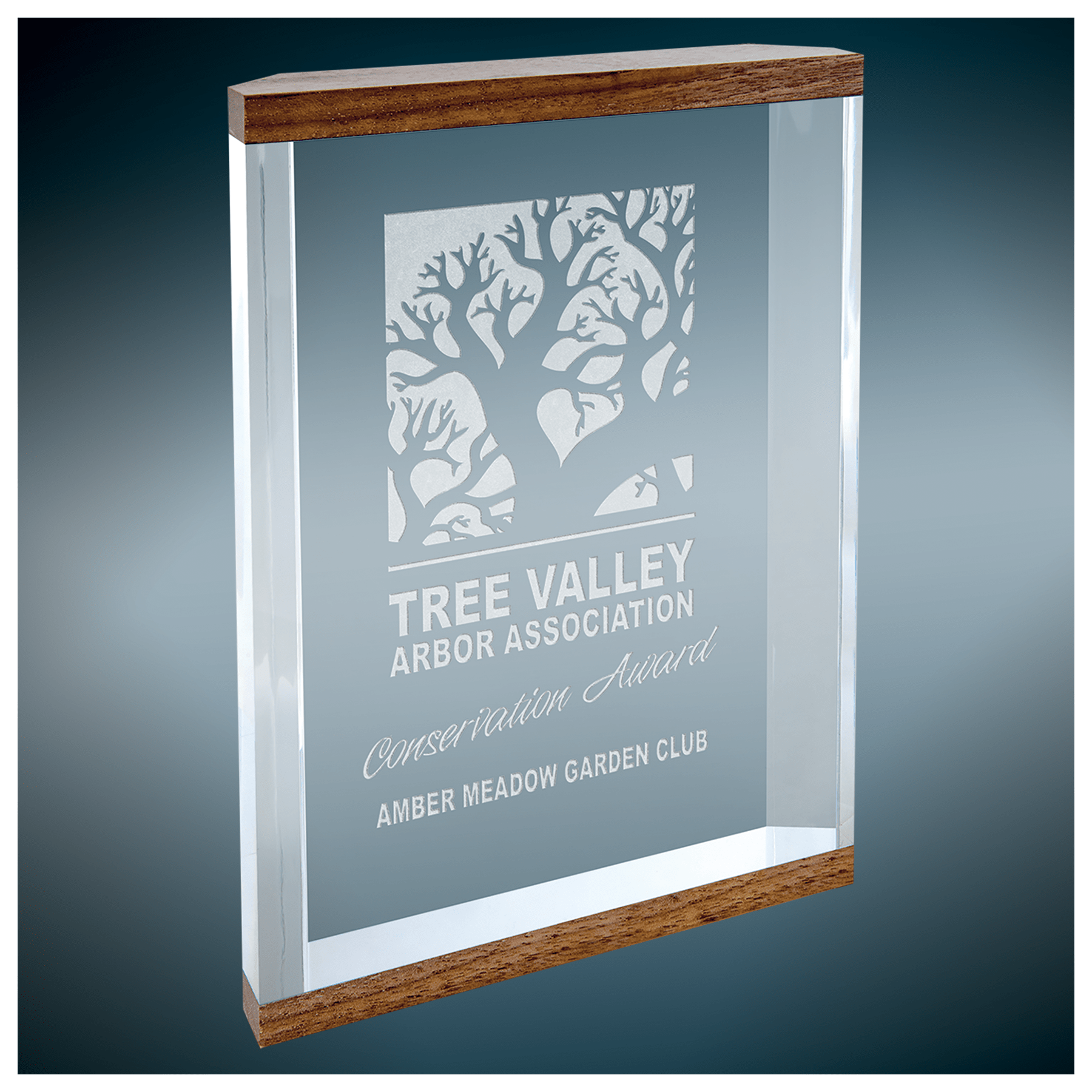 vpx30cw.png Capri Clear Acrylic Award w Wooden strip 5x7" - Image 1