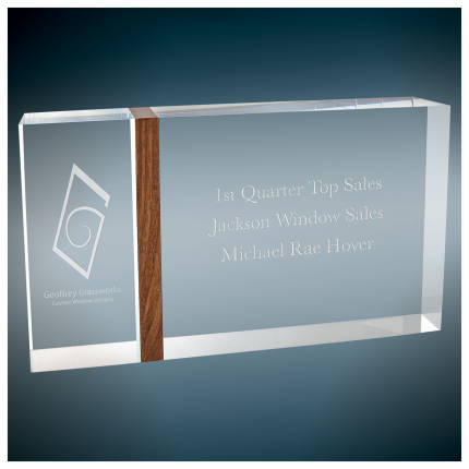 Capri Clear Acrylic Award w Wooden strip 5x8"