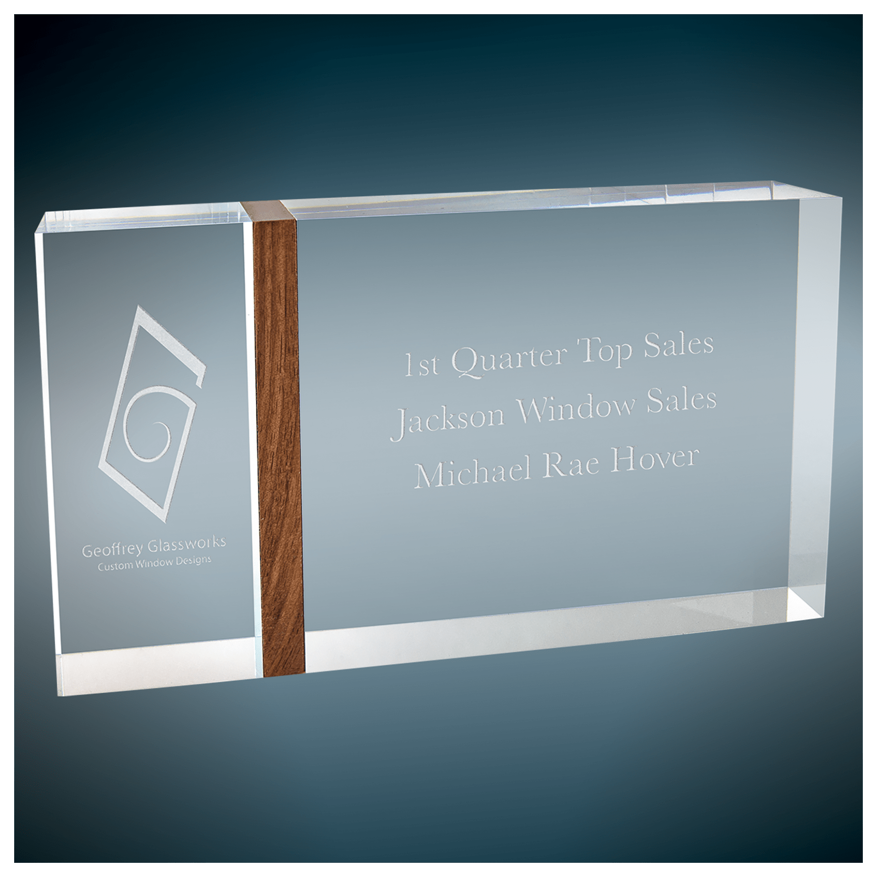 vpx31cwhorizontal.png Capri Clear Acrylic Award w Wooden strip 5x8" - Image 1