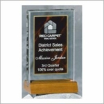Award Glass Plaque with stand 3-3/4 X 6 Red