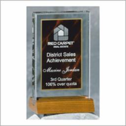 vpx8asn.jpg Award Glass Plaque with stand 3-3/4 X 6 Red - Image 1